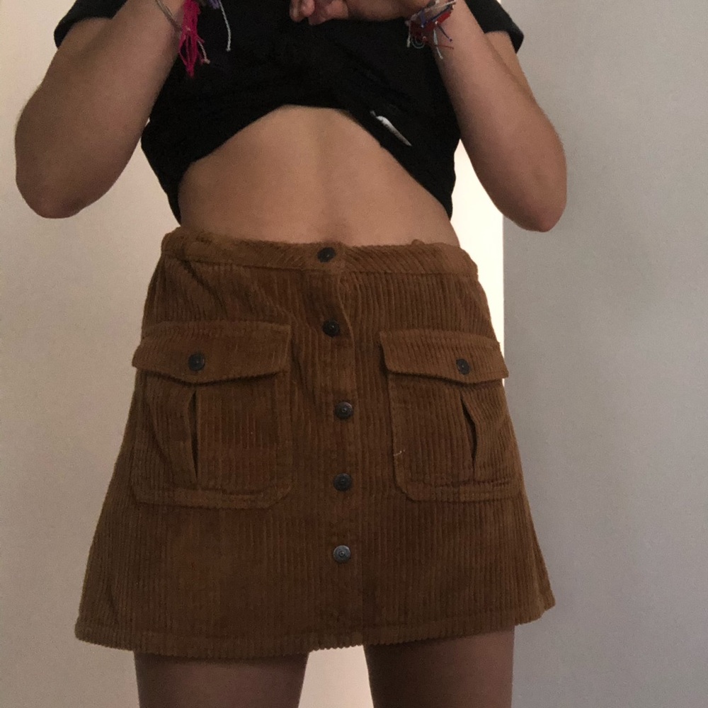 tan velvet skirt